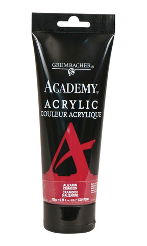 GRUMBACHER Academy Acrylic Paint, 200ml/6.8 oz. Plastic Tube, Alizarin Crimson (C001P200)