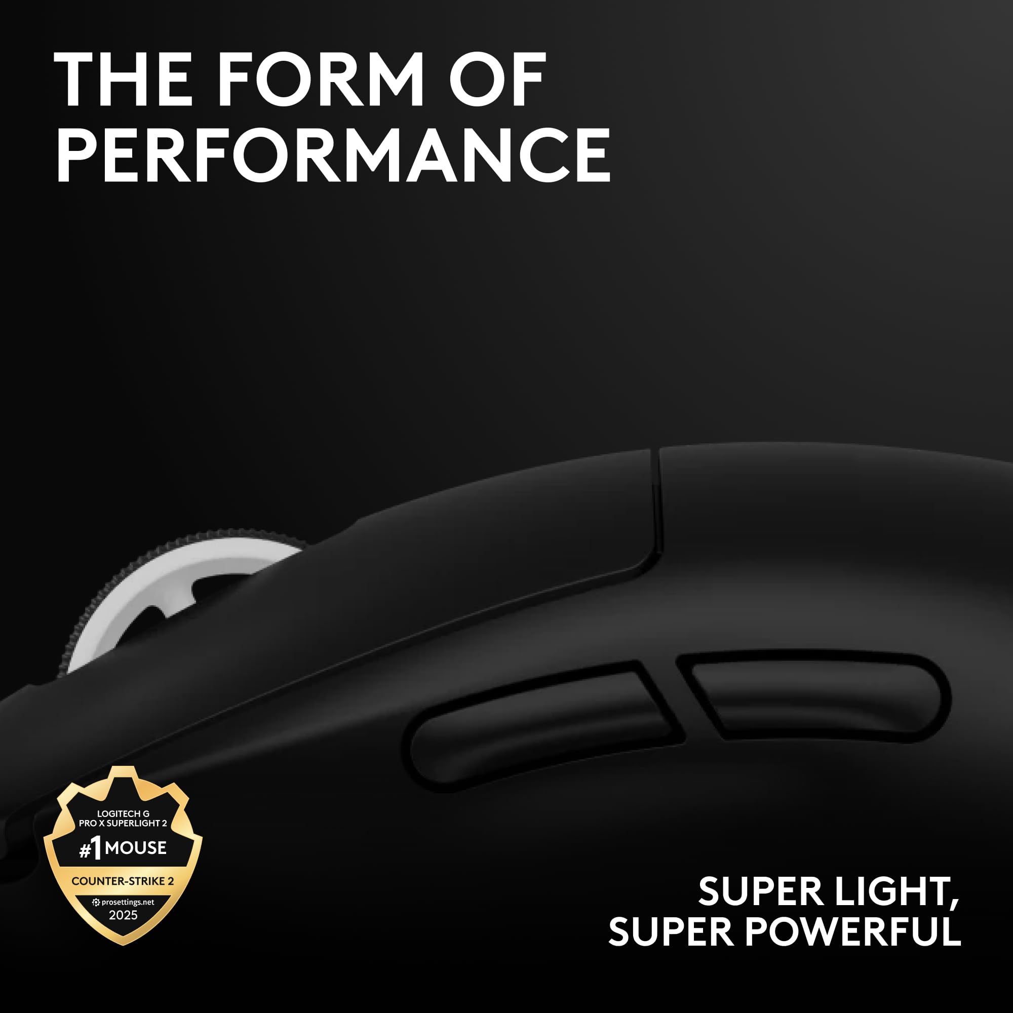 Logitech G PRO X Superlight 2 Wireless Gaming Mouse, 60g Pro-Grade with 5 Programmable Buttons, 44k DPI Sensor, 8kHz Report Rate, USB-C Charging for PC/Mac - Black