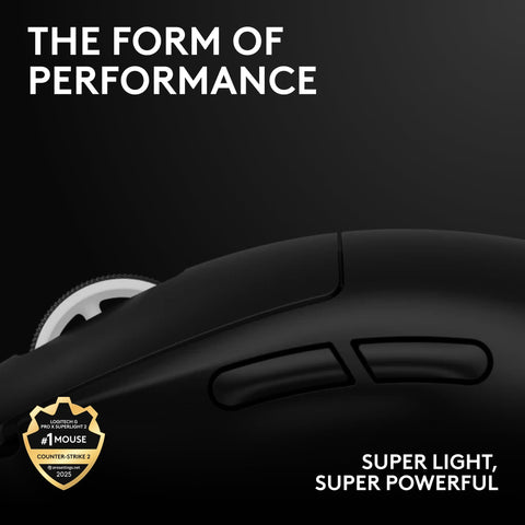 Logitech G PRO X Superlight 2 Wireless Gaming Mouse, 60g Pro-Grade with 5 Programmable Buttons, 44k DPI Sensor, 8kHz Report Rate, USB-C Charging for PC/Mac - Black