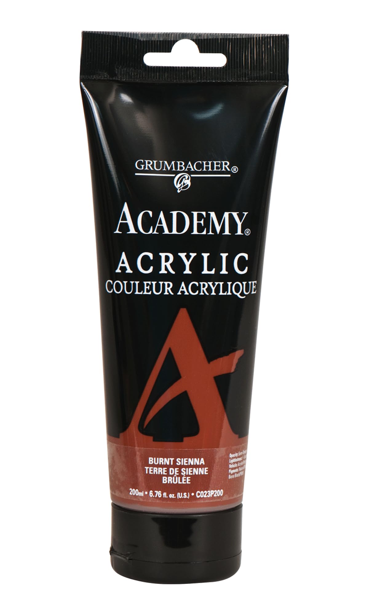 Grumbacher Academy Acrylic Paint, Gloss, 200ml/6.8 oz. Plastic Tube, Burnt Sienna (C023P200)