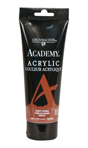 Grumbacher Academy Acrylic Paint, Gloss, 200ml/6.8 oz. Plastic Tube, Burnt Sienna (C023P200)