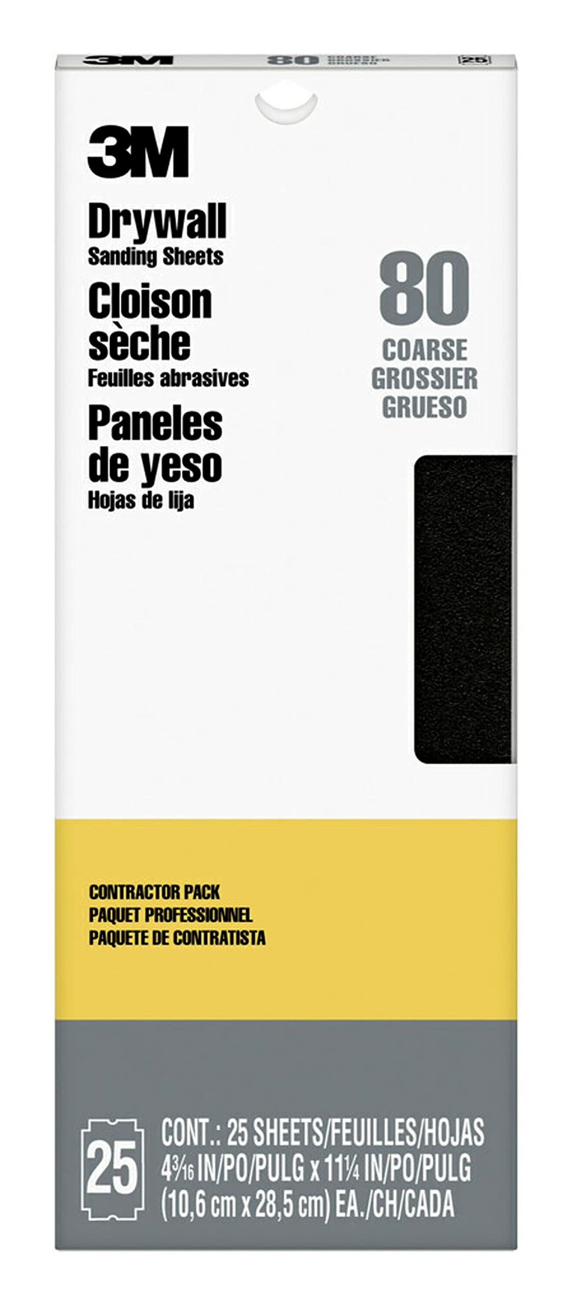 3M Pro-Pak Drywall Sanding Sheets, 80D-Grit, 4.1875-in by 11.25-in, 25-Pack