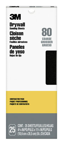 3M Pro-Pak Drywall Sanding Sheets, 80D-Grit, 4.1875-in by 11.25-in, 25-Pack