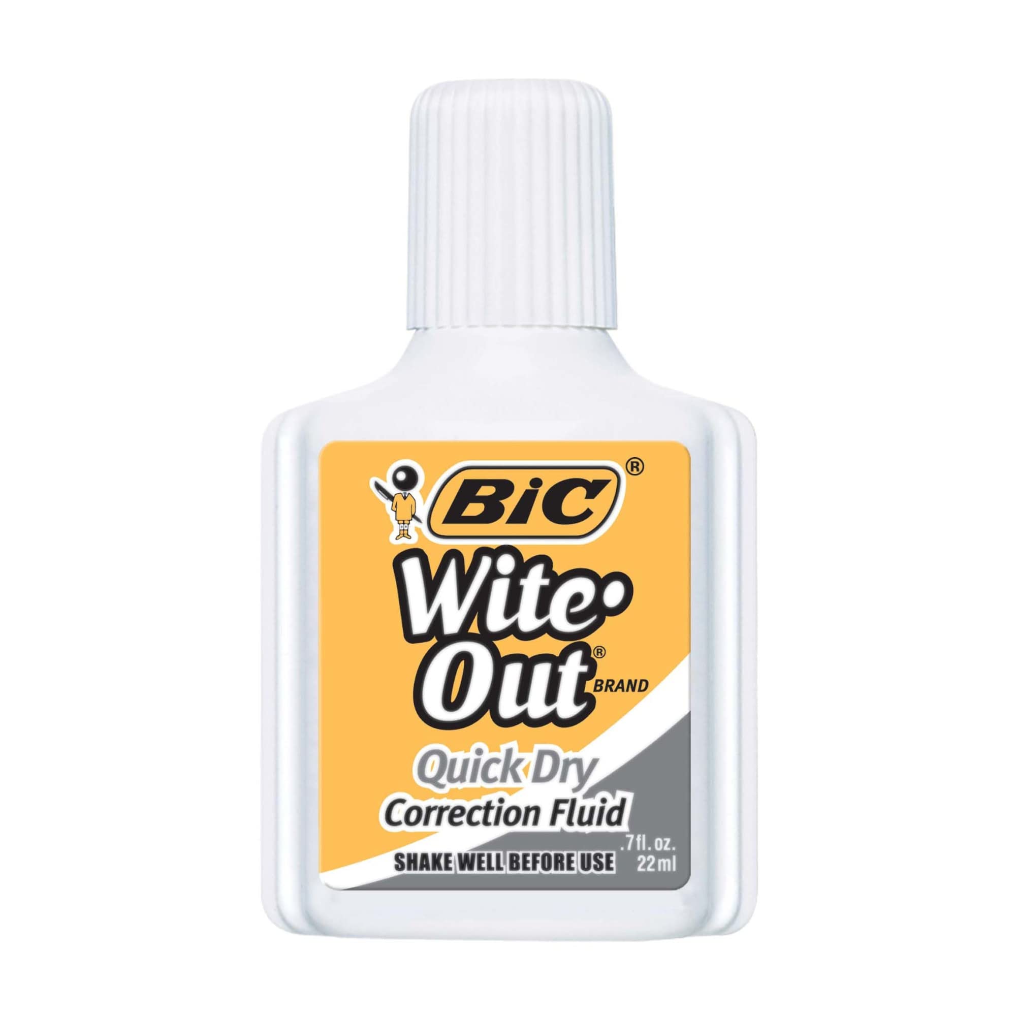 BIC® Wite-Out® Quick Dry Correction Fluid with Foam Applicator, White, Pack of 3