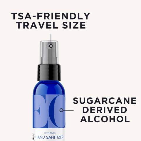 EO Hand Sanitizer Spray, 2 Ounce (Pack of 2), French Lavender, Sugarcane Derived Alcohol with Essential Oils, TSA friendly