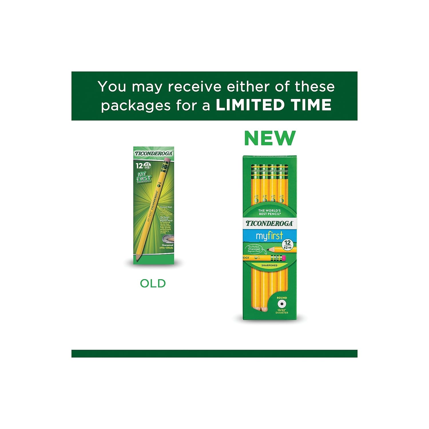 My First Ticonderoga Woodcase Primary Fat Pencil, HB 2, 1 Dozen
