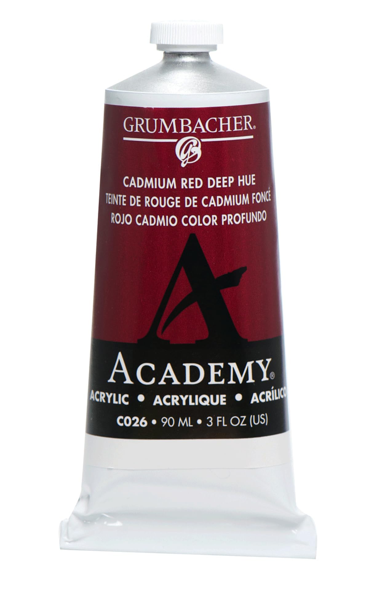 Grumbacher Academy Acrylic Paint, Gloss, 90ml/3 oz Metal Tube, Cadmium Red Deep Hue