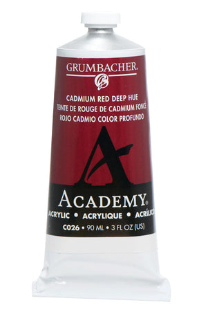 Grumbacher Academy Acrylic Paint, Gloss, 90ml/3 oz Metal Tube, Cadmium Red Deep Hue
