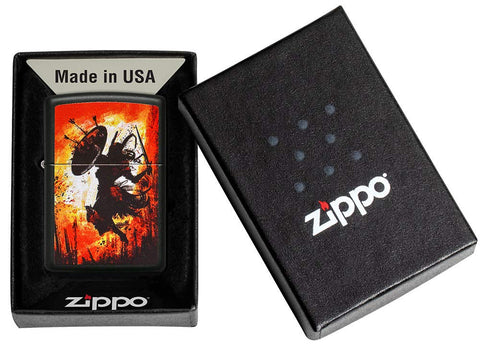 Zippo Warrior Sword and Shield Black Matte Pocket Lighter
