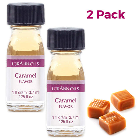 LorAnn Oils Super Strength Flavoring - Used For Candy Making, Flavoring, Baking, Hard Candy, & Flavor Oils - Bold, Natural Flavors 4X Stronger Than Extracts - Caramel, Pack of 2, 0.125 fl oz