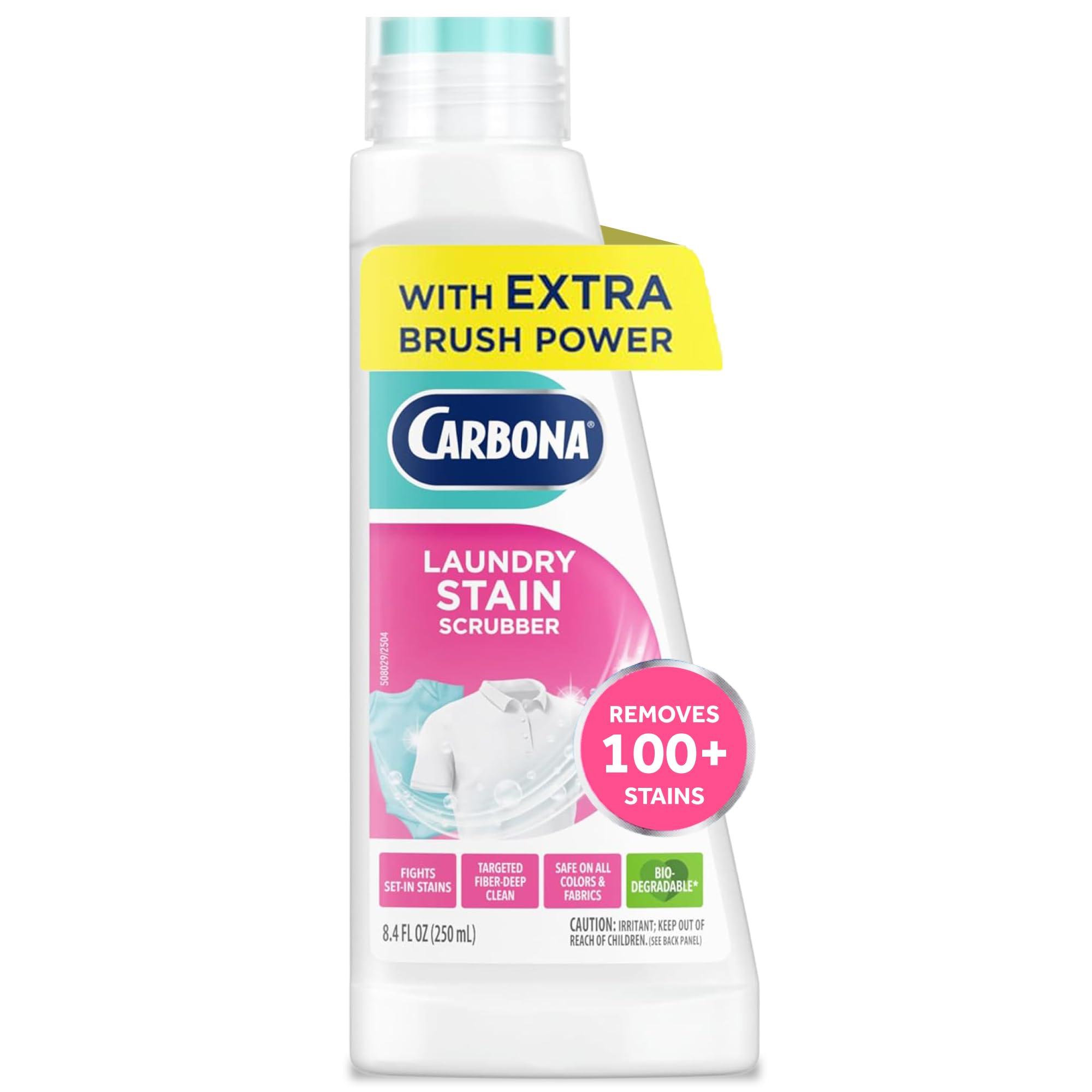 Carbona Laundry Stain Scrubber & Remover (8.4 Fl Oz), Extra-Strength Bio-Enzyme Formula, Brush-Top Applicator for Fiber-Deep Clean, Fast & Easy