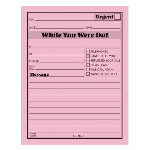 Adams Write 'n Stick While You Were Out Message Pads, 4 x 5 Inches, Pink, 50 Sheets/Pad, 24-Pack (9711)