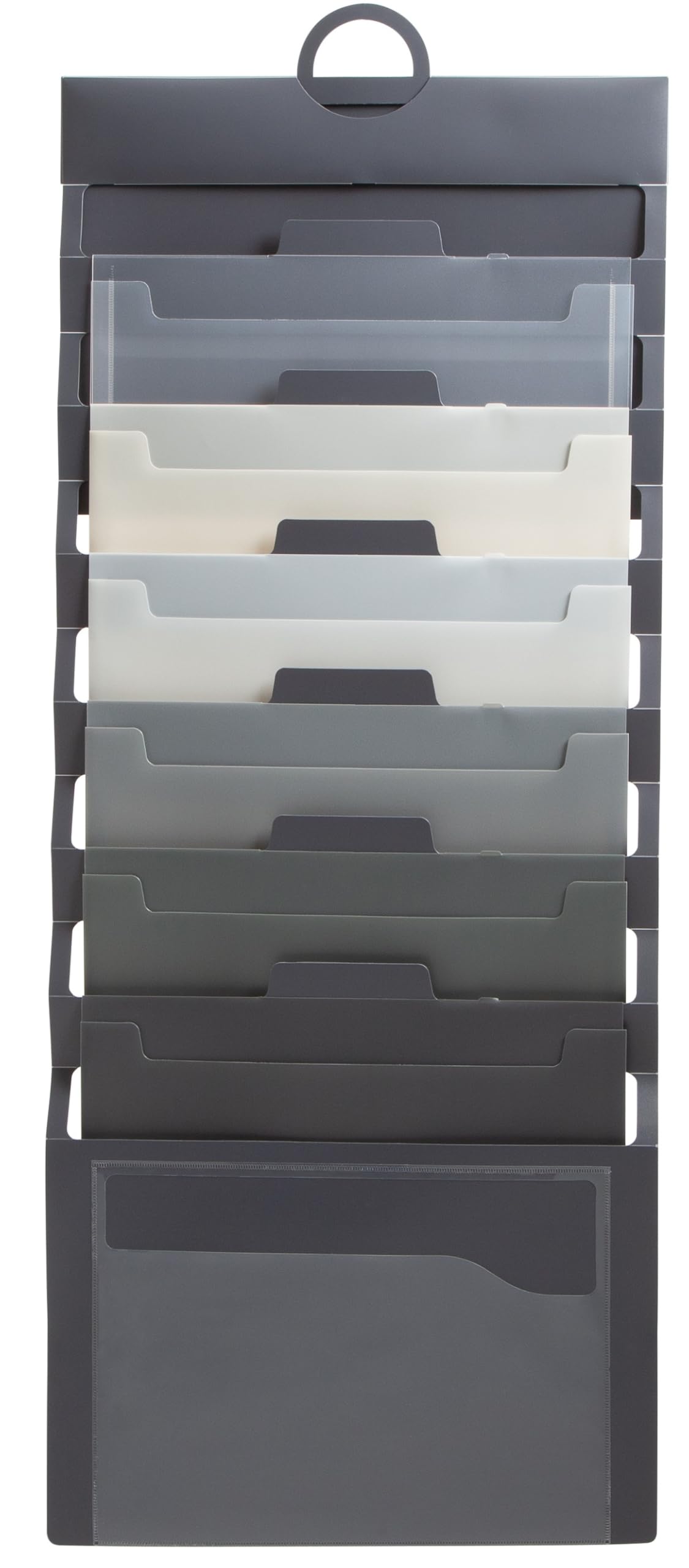 SMEAD Cascading Wall Organizer, 6 Pockets, Letter Size, Gray/Neutral Pockets (92061)