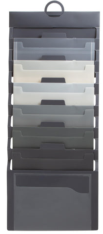 SMEAD Cascading Wall Organizer, 6 Pockets, Letter Size, Gray/Neutral Pockets (92061)