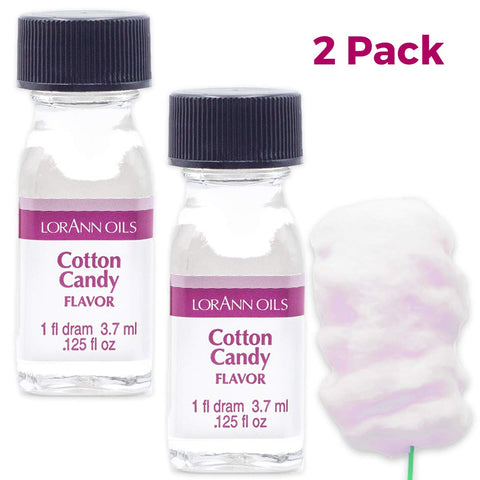 LorAnn Oils Super Strength Flavoring - Used For Candy Making, Flavoring, Baking, Hard Candy, & Flavor Oils - Bold, Natural Flavors 4X Stronger Than Extracts - Cotton Candy, Pack of 2, 0.125 fl oz