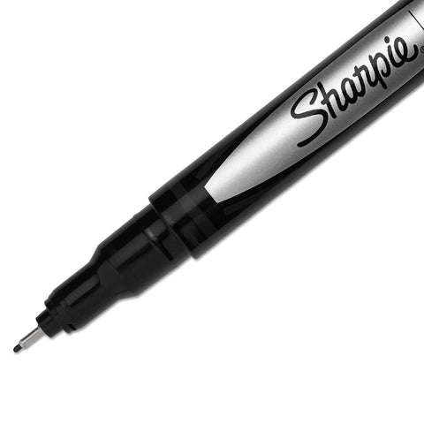 Sharpie Plastic Point Stick Permanent Water Resistant Pen, Black Ink, Fine, Dozen