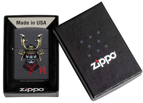 Zippo Samurai Helmet Design Black Matte Pocket Lighter, One Size
