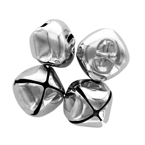 Essentials By Leisure Arts Jingle Bells 35mm Silver 4pc - Large Silver Craft Bells for Holiday Decorations, Ornaments, DIY Projects, Costumes, and Jewelry