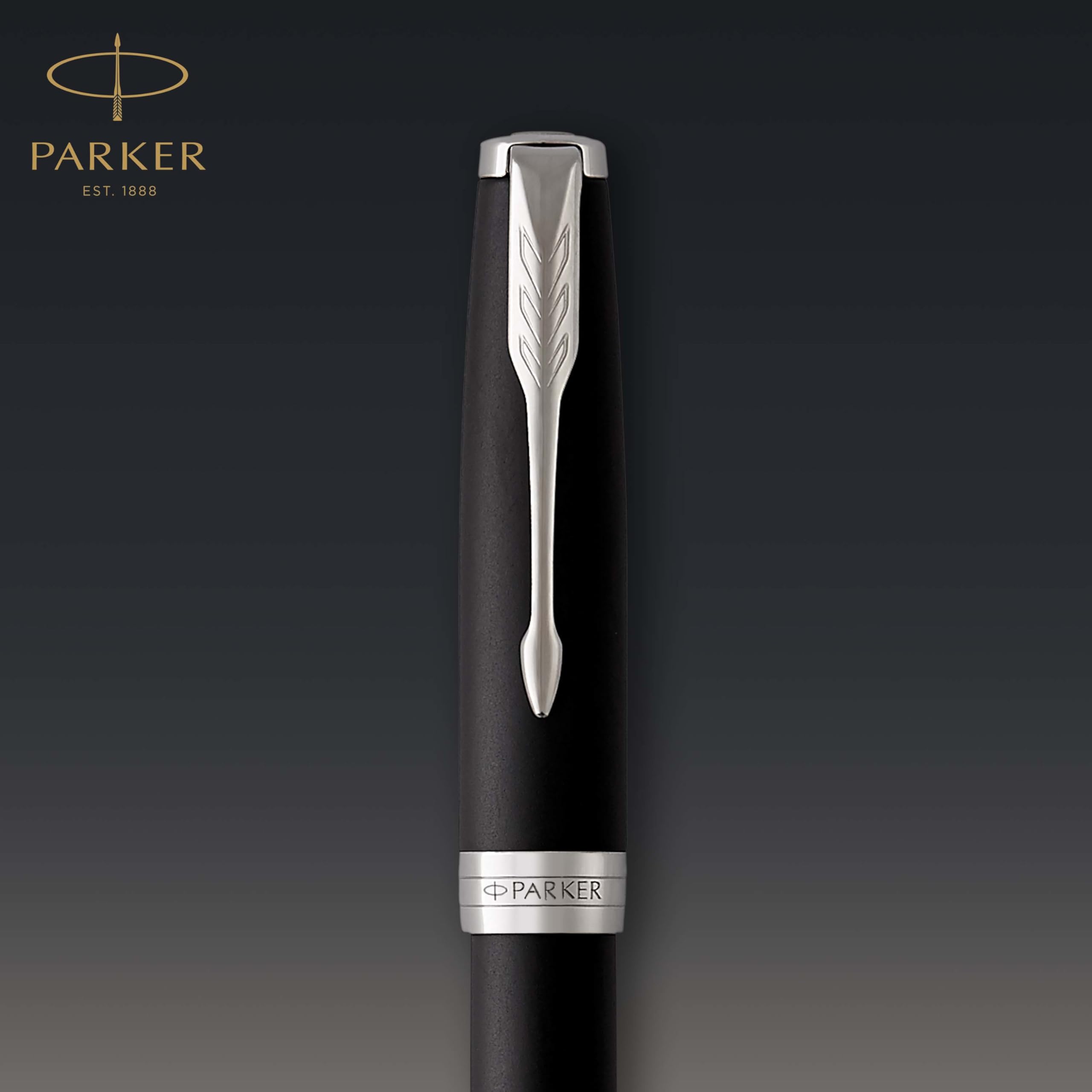 PARKER Sonnet Fountain Pen, Matte Black Lacquer with Palladium Trim, Medium Nib (1931522)