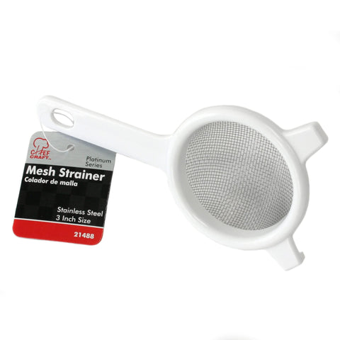 Chef Craft Classic Stainless Steel Mesh Strainer, 3 inch, White