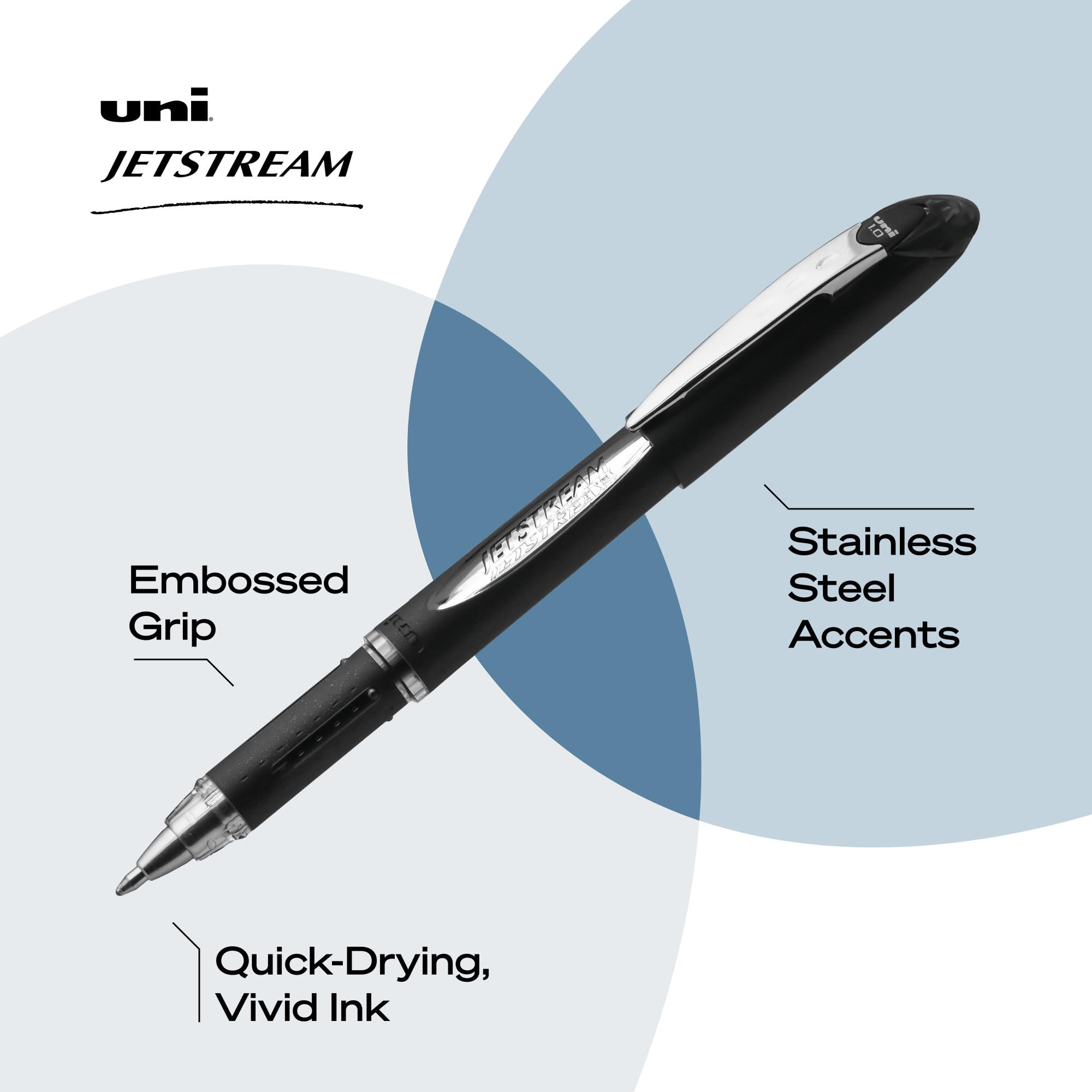 uniball Jetstream Ballpoint Pens, Medium Point (1.0mm), Black, 3 Pack