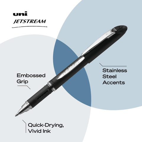 uniball Jetstream Ballpoint Pens, Medium Point (1.0mm), Black, 4 Pack