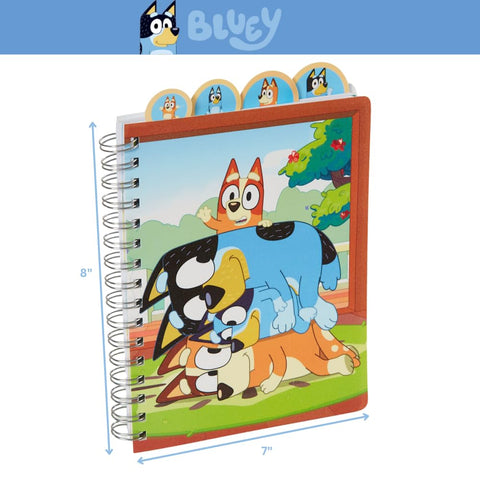 Innovative Designs Bluey Tab Journal Notebook, Spiral Bound, 96 Lined Pages, 8 x 7 inches, Blue