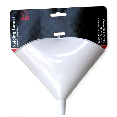 Chef Craft Select Plastic Folding Funnel, 5 inch Diameter 12 Ounce Capacity, White