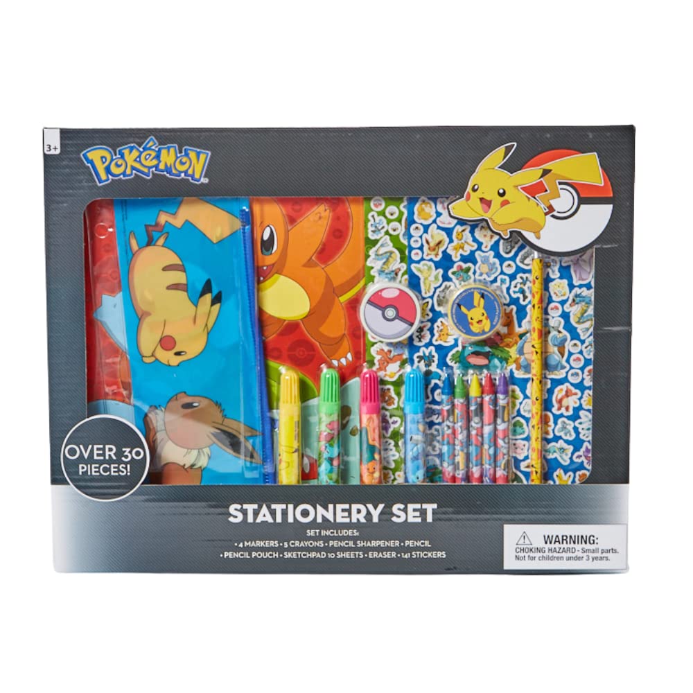 Innovative Designs Pokemon Kids Coloring Art and Sticker Set, 30 Pcs. & Craft Supplies with Pencil Case