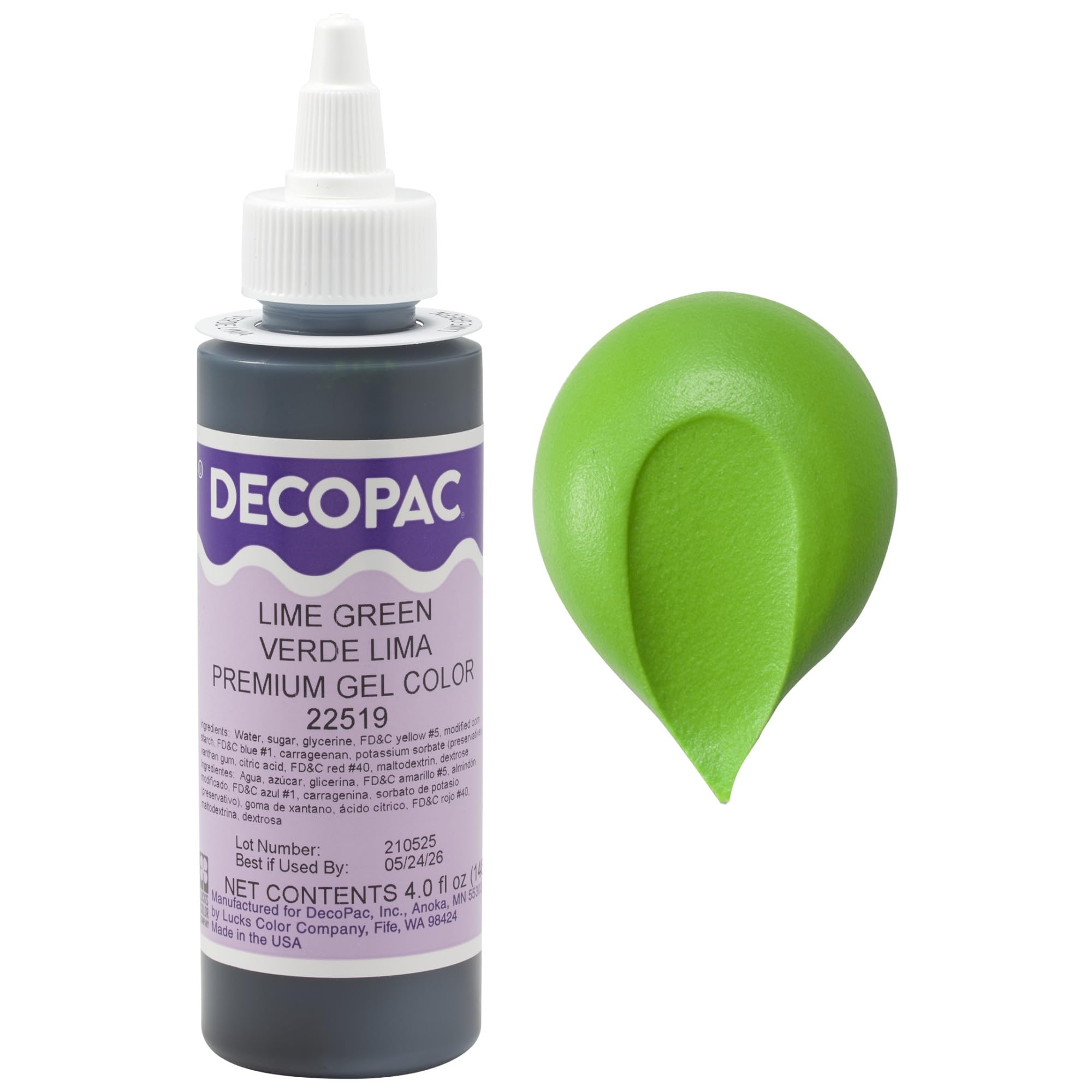 DecoPac Lime Green Trend Premium Gel Color Cake Decorations, Green Food Coloring - Lime Green Gel Color - 4 Fl Oz