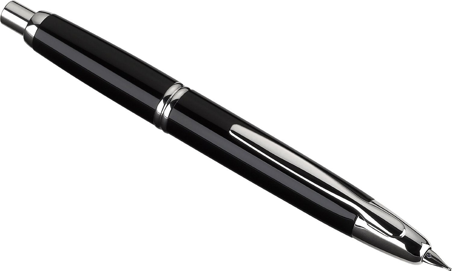 PILOT Vanishing Point Collection Refillable & Retractable Fountain Pen, Black Barrel with Rhodium Accents, Blue Ink, Extra Fine Nib (60341)