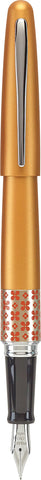 PILOT MR Retro Pop Collection Fountain Pen in Gift Box, Orange Barrel with Flower Accent, Medium Point Stainless Steel Nib, Refillable Black Ink (91443)