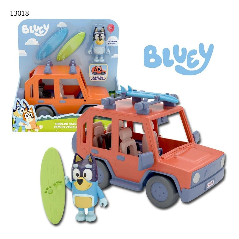 Bluey, 4WD Family Vehicle, with 1 Figure and 2 Surfboards | Customizable Car - Adventure Time | for Ages 3+, Multicolor, 13018