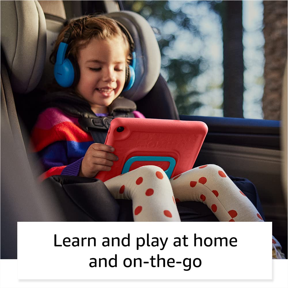 Amazon Fire 7 Kids tablet (newest model) ages 3-7. Top-selling 7" kids tablet on Amazon. Includes 6 months of ad-free and exclusive content, easy parental controls, 10-hr battery, 16 GB, Blue