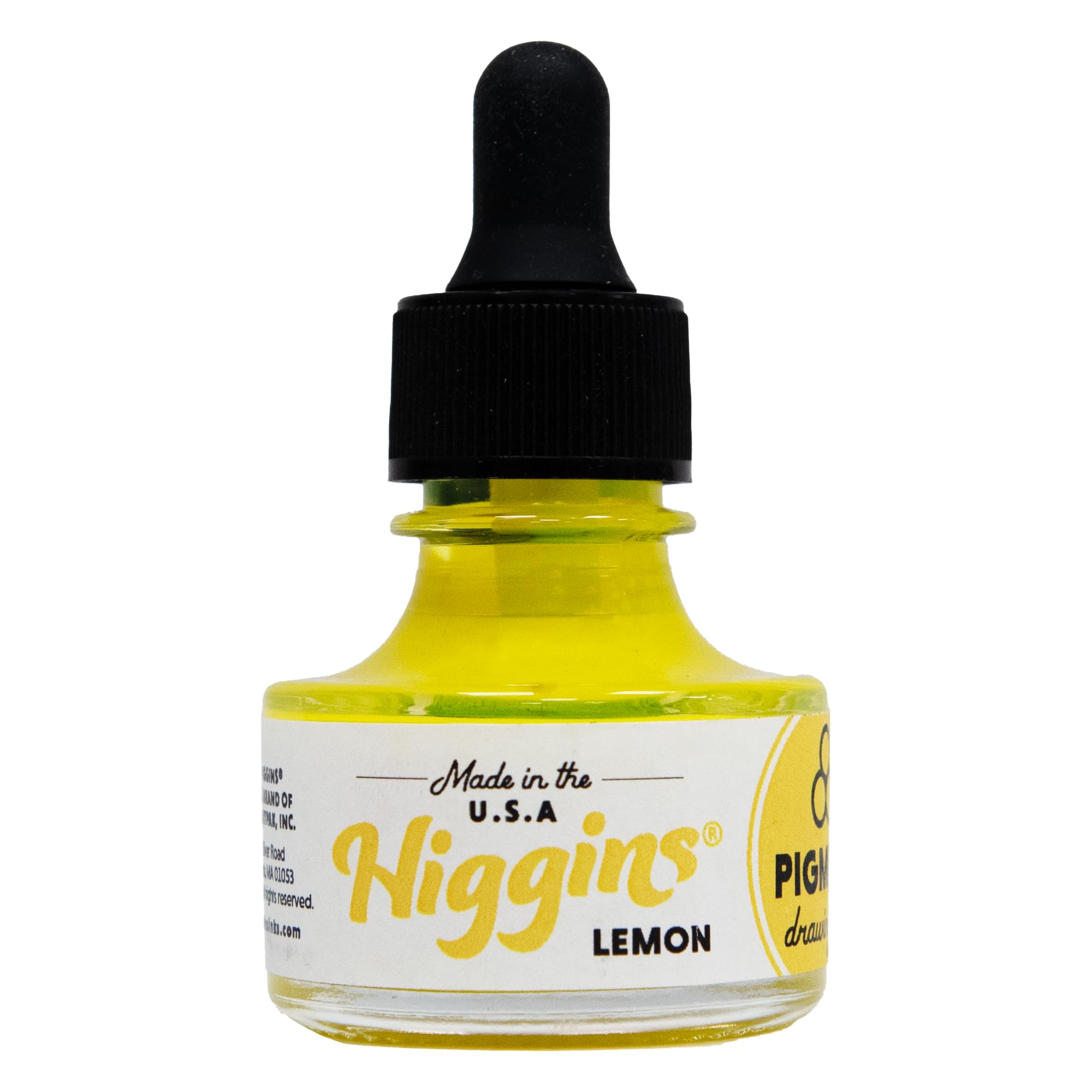 Higgins Lemon Pigmented Drawing Ink - for Artists and Students - 1 oz. Glass Bottle (HIG44625)