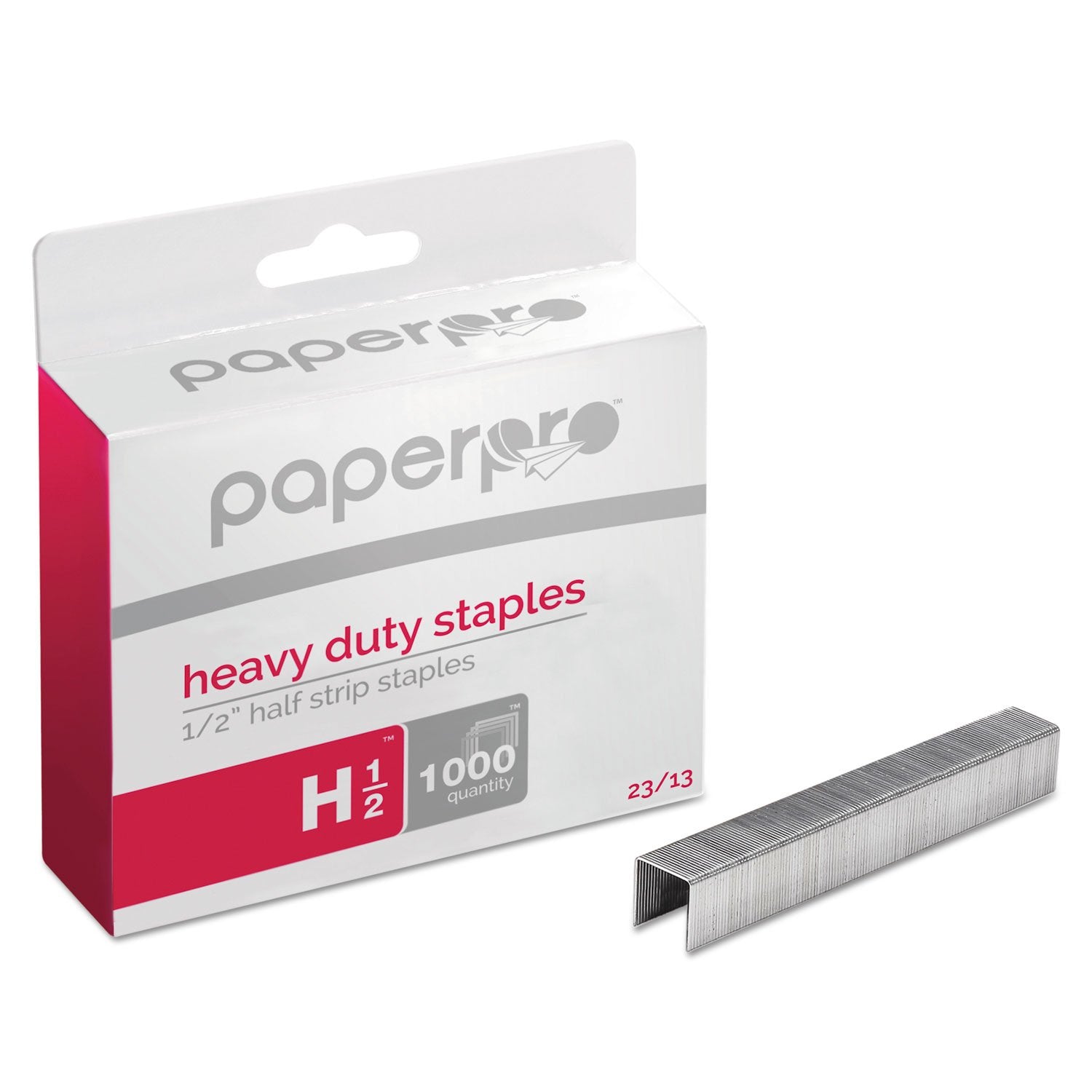 Bostitch Office PaperPro 1913 Heavy Duty 23/13 Staples, 100 Sheet Capacity (Box of 1,000), Silver, 1/2" leg