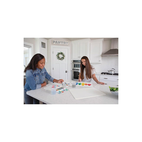 Prang Washable Semi-Moist Watercolors Oval Pan Set with Size 6 Paintbrush, Non-Refillable, 16 Assorted Colors, Pack of 1