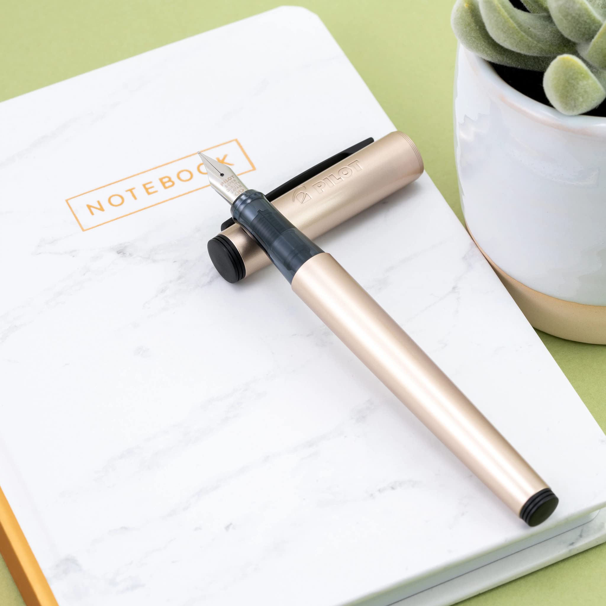 PILOT Explorer Lightweight Fountain Pen in Gift Box; Gold Barrel, Medium Nib (16916)