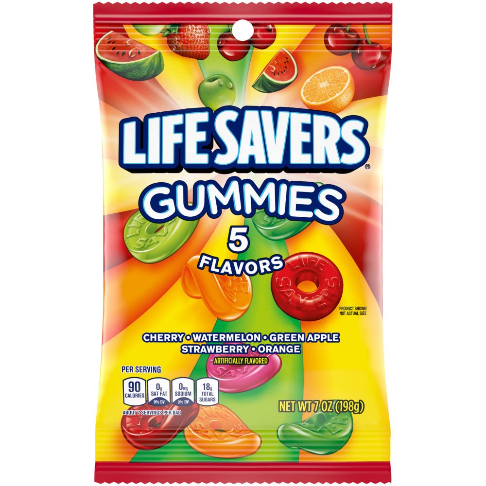 LIFE SAVERS 5 Flavors Summer Gummy Candy, 7 oz Bag