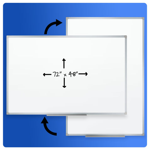 Mead Dry Erase Board 72" x 48" Non-Magnetic Whiteboard For Wall, 6' x 4', White/Silver (85358N)