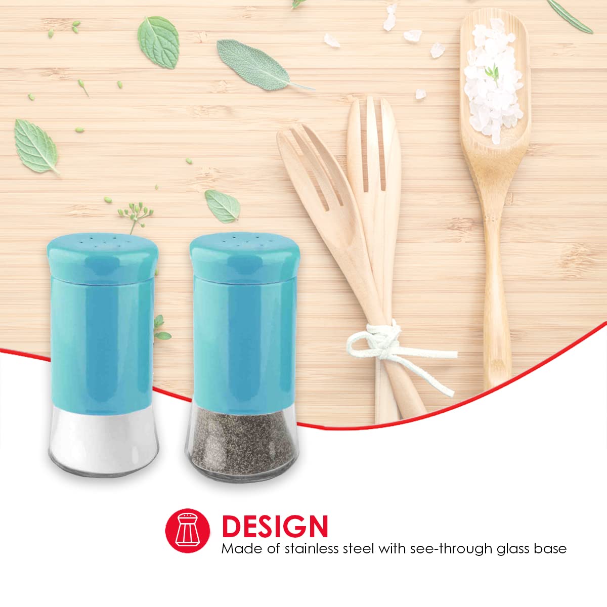 Home Basics Essence Collection Salt and Pepper Shaker Set, Turquoise Blue