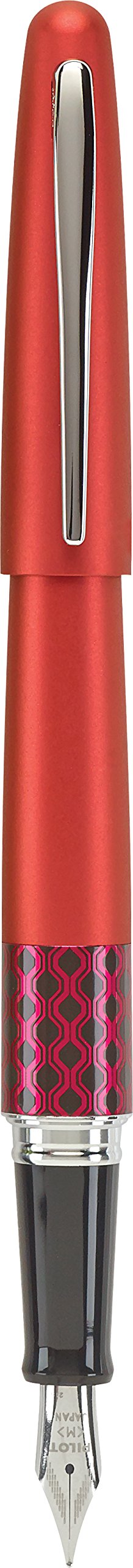 PILOT MR Retro Pop Collection Fountain Pen in Gift Box, Red Barrel with Wave Accent, Fine Point Stainless Steel Nib, Refillable Black Ink (91432)