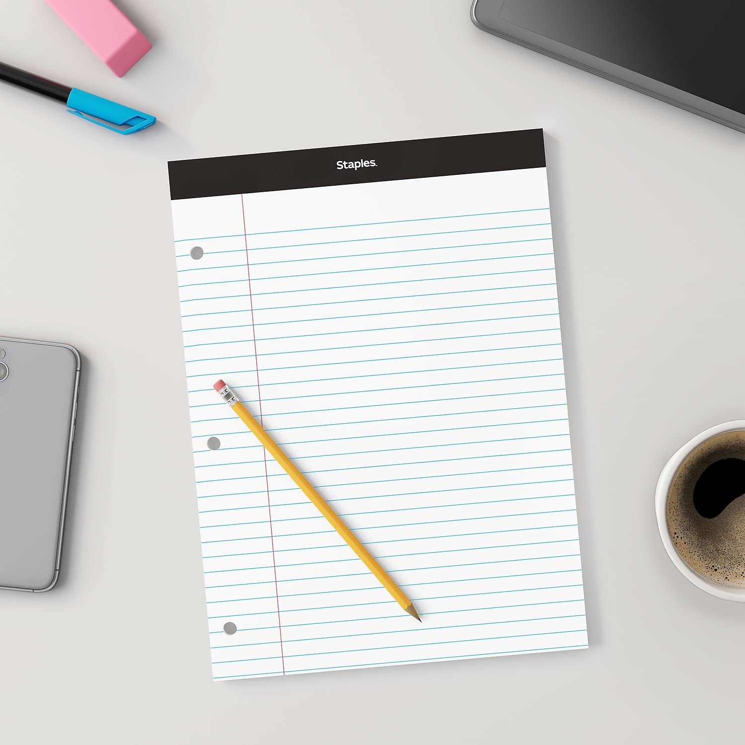 Ampad Evidence Dual-Pad Notepad 8-1/2" x 11-3/4", Legal Ruled, White, 100 Sheets/Pad