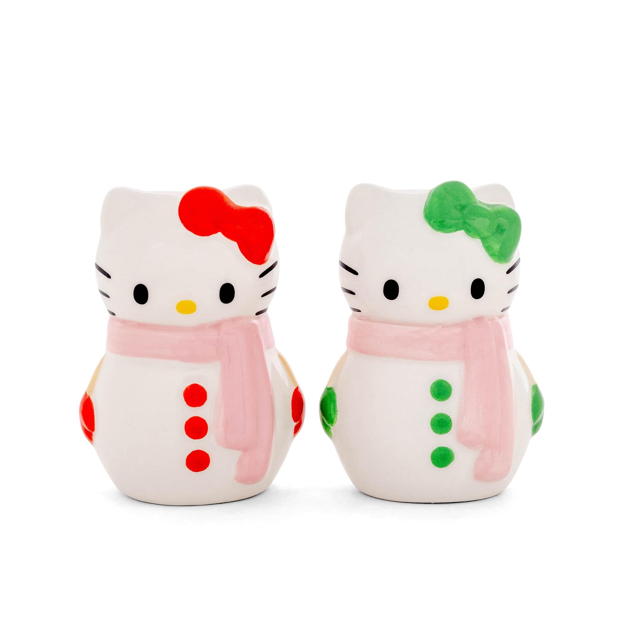 Silver Buffalo Sanrio Hello Kitty Snowman Ceramic Salt and Pepper Shaker Set, 5” x 2” x 3.5”