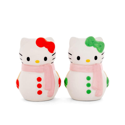 Silver Buffalo Sanrio Hello Kitty Snowman Ceramic Salt and Pepper Shaker Set, 5” x 2” x 3.5”