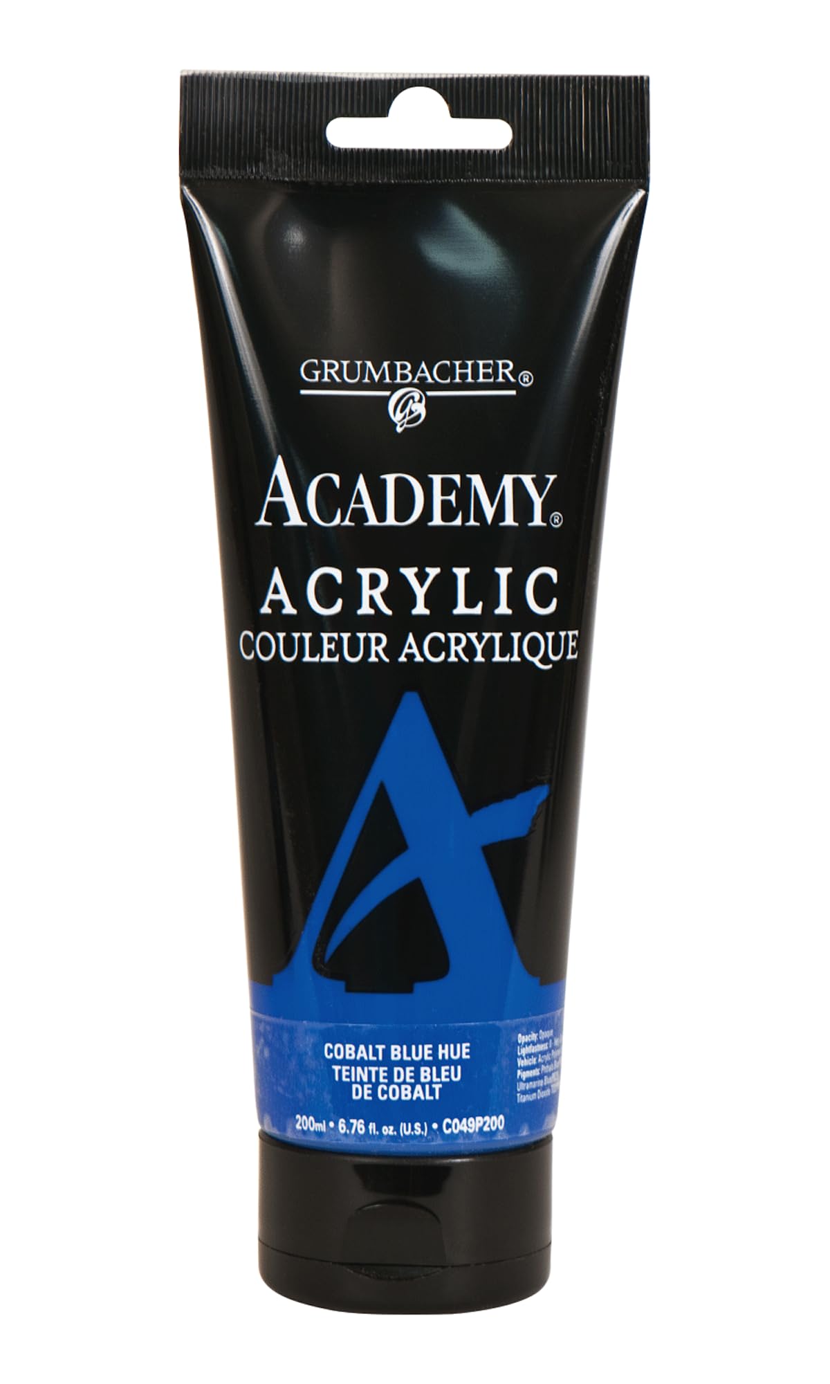 Grumbacher Academy Acrylic Paint, Gloss, 200ml/6.8 oz. Plastic Tube, Cobalt Blue Hue (C049P200)