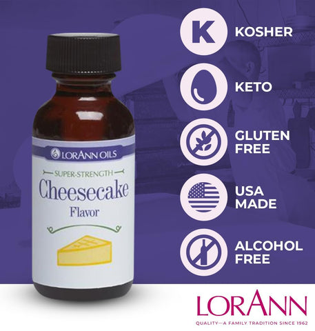 LorAnn Oils Super Strength Flavoring - Used For Candy Making, Flavoring, Baking, Hard Candy, & Flavor Oils - Bold, Natural Flavors 4X Stronger Than Extracts, Cheesecake, Pack of 2, 0.125 fl oz