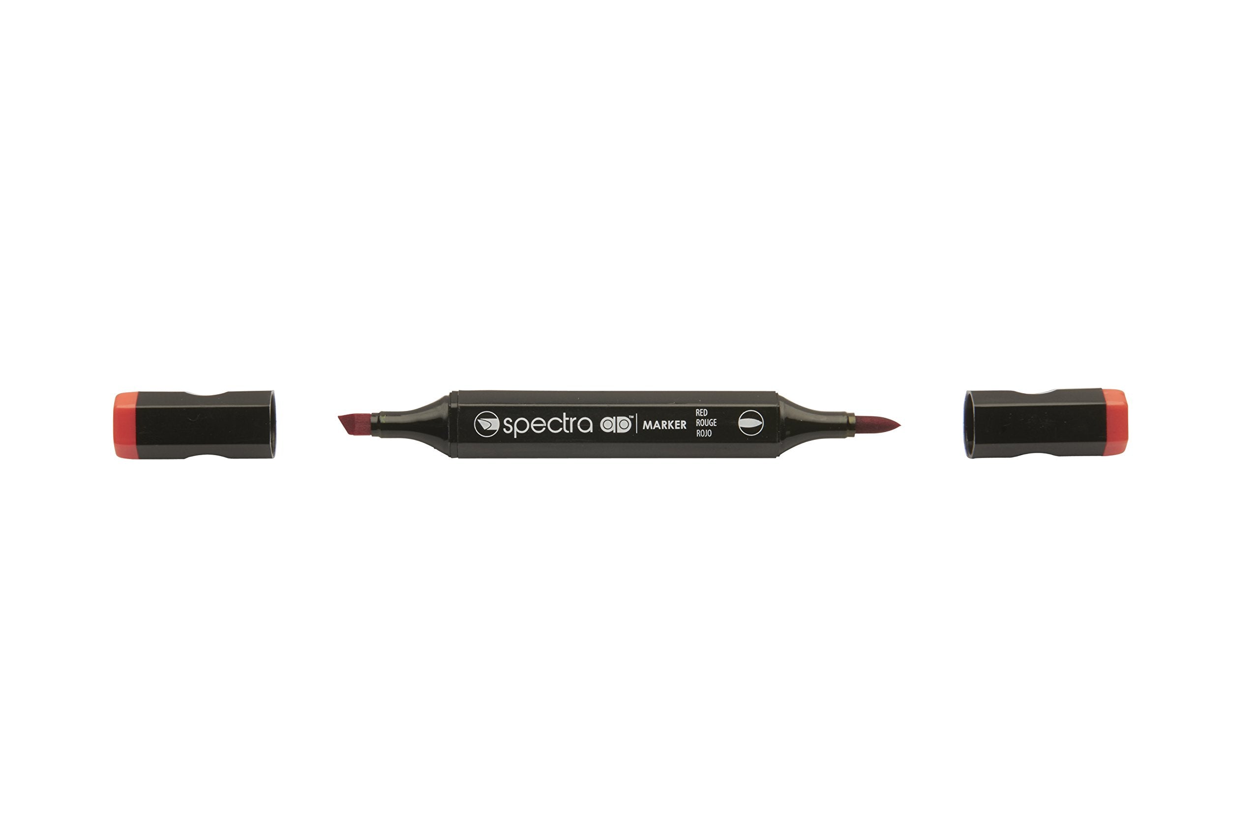 Chartpak Spectra AD Marker Set in Plastic Case, Tri-Nib and Brush Dual-Tip, 6 Assorted Red Colors (SREDS6AD)