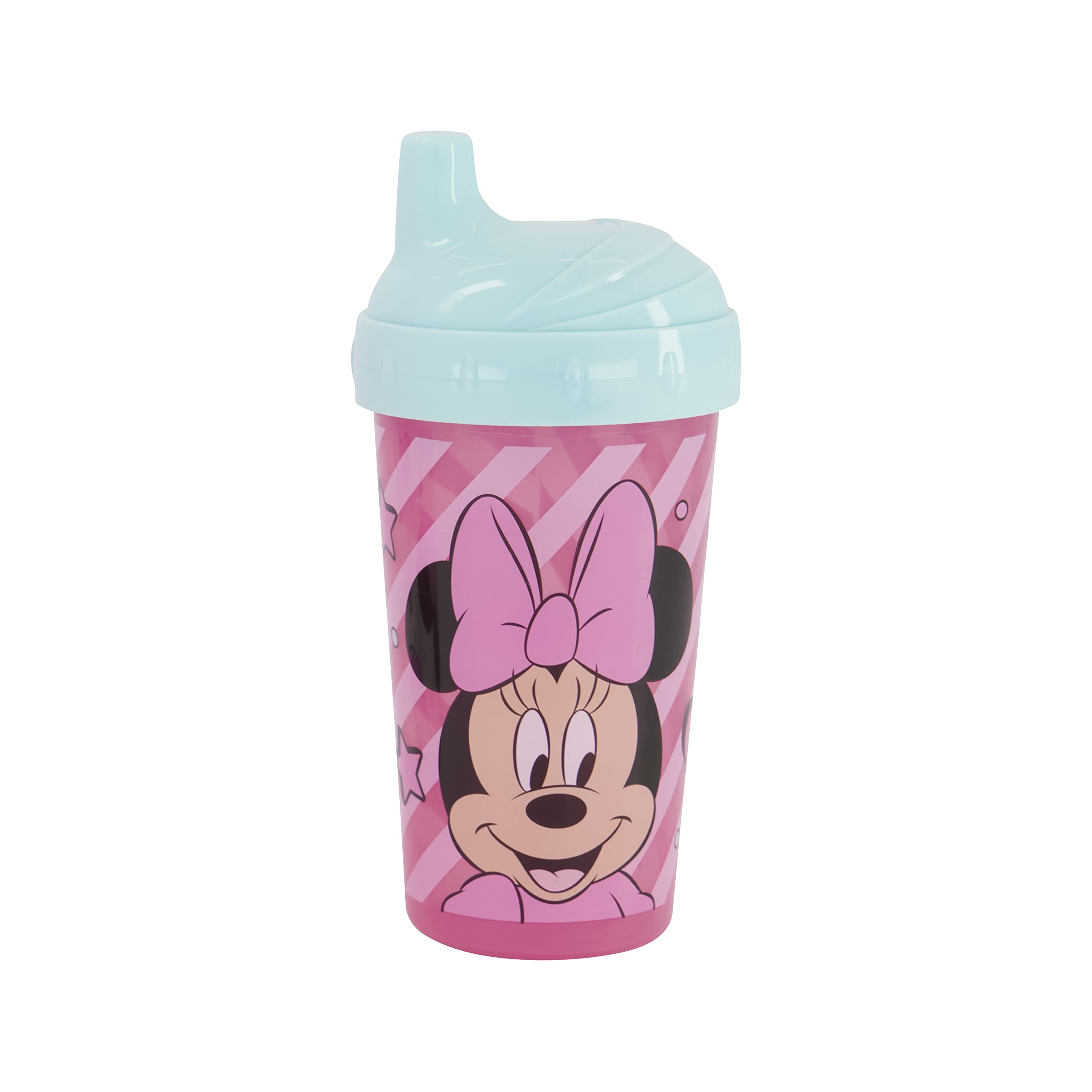 Disney Toddler Sippy Cups for Girls | 10 Ounce Minnie Mouse Sippy Cup Pack of Two with Straw and Lid | Durable Blue Leak Proof Travel Water Bottle for Toddlers