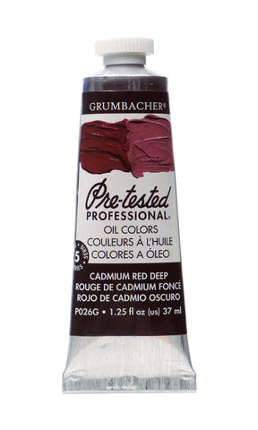 Grumbacher Pre-Tested Oil Paint, 37ml/1.25 Ounce, Cadmium Red Deep (P026G)